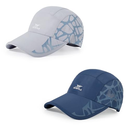 Running Hat Mesh Quick Dry Hat Baseball Cap for Women Men - color: Navyblue+lightgrey