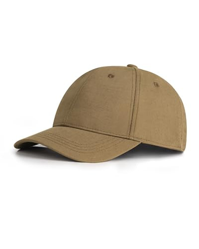 Zylioo XL XXL Linen Baseball Cap for Big Heads, Structured Dad Hat - color: Coffee, size: Medium-Large
