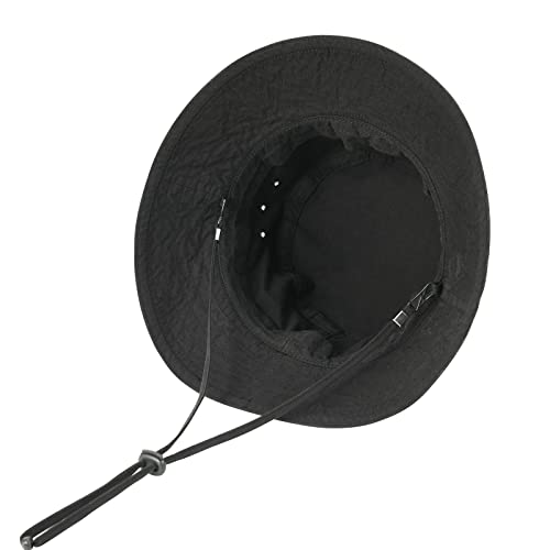 VOBOOM Men Cotton Washed Bucket Hat Packable Boonie Sun Protection Visor Cap - color: Black