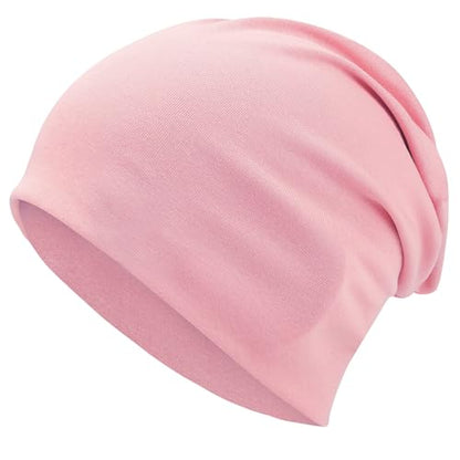 ROYBENS 100% Cotton T-Shirt Beanie for Women Men Slouchy Soft Skull Cap - color: 1pcs-pink