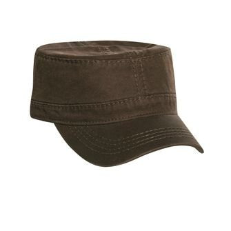OTTO Garment Washed Superior Cotton Twill w/Heavy Stitching Military Cap - color: Dk. Brown