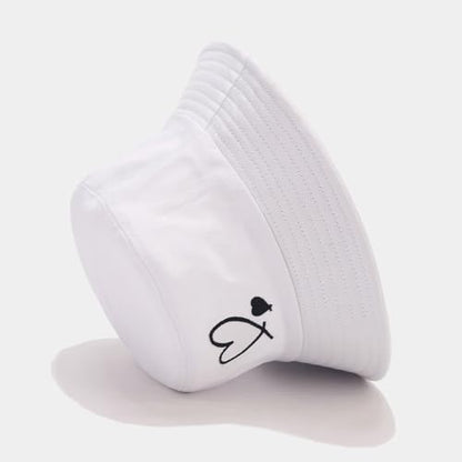 XYIYI Fashion Embroidery Bucket Hat Cotton Beach Fisherman Hats for Women Girls - color: Double Heart White