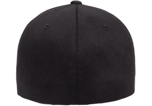 Flexfit Wooly Combed 6-Panel Structured Baseball Cap | Stretch Fitted - color: Black, size: XX-Large