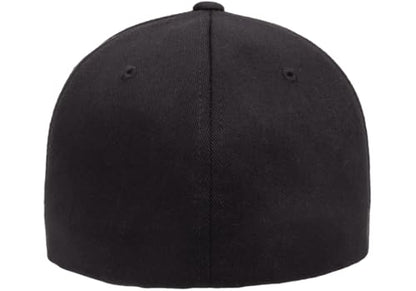Flexfit Wooly Combed 6-Panel Structured Baseball Cap | Stretch Fitted - color: Black, size: XX-Large
