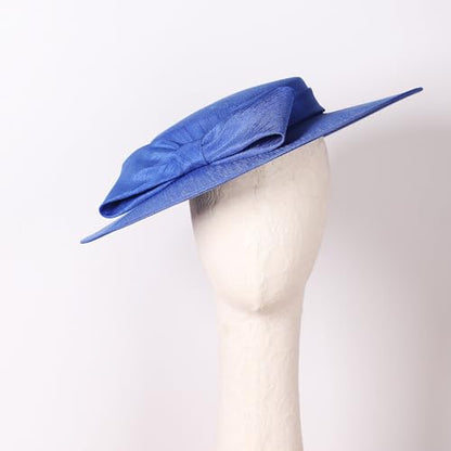 Fascinators Women Wide Brim 20s 50s Derby Pillbox Hat Bowknot Cocktail Tea Party Church Dress Hats - color: Royal