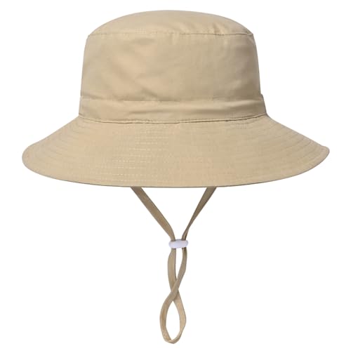 Women Wide Brimmed Sun Hat,Summer Foldable Beach Bucket Hat with UV Protection for Women Young Girls - color: Khaki