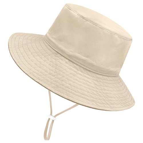 Sarfel Baby Sun Hat Summer Baby Boy Hats UPF 50+ Sun Protection Toddler Hat Bucket for Baby Girl Adjustable Kid Cap - color: Beige, size: 2-7 Years