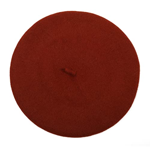 Women French Wool Beret Hats - Solid Color Classic Beanie Winter Cap - color: Thicker-caramel