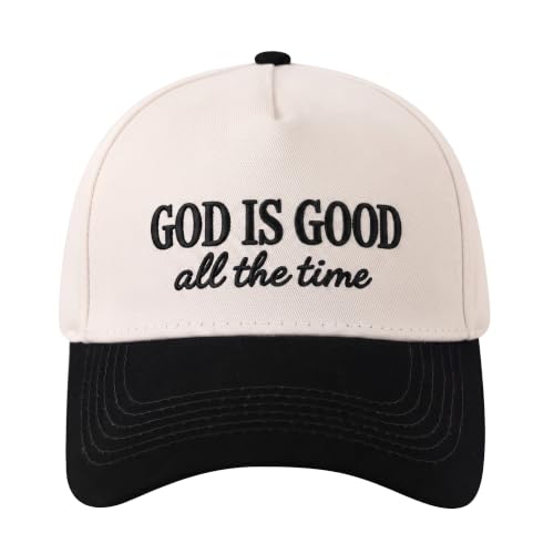 He's Golfing Baseball Cap, Retro Embroidered Golf 5-Panel Snapback Hat for Men Women, Casual Bicolor Streetwear Trucker Hat - color: God is Good Black