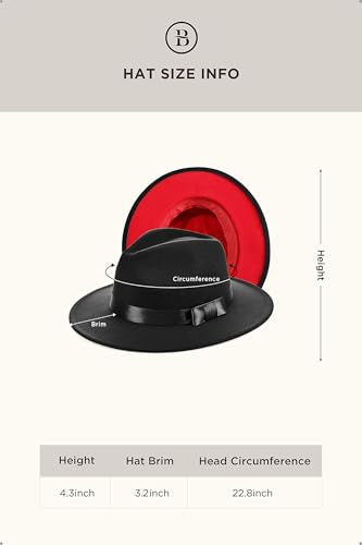 BABEYOND 1920s Fedora Hat for Men Gatsby Wide Brim Hat Felt Panama Cap - color: Black Red