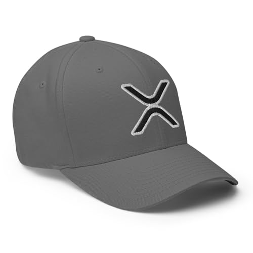 FX XRP Fitted Hat Embroidered Curved Bill Mid Crown Closed-Back Structured Twill Cap - color: Grey, size: Large-X-Large