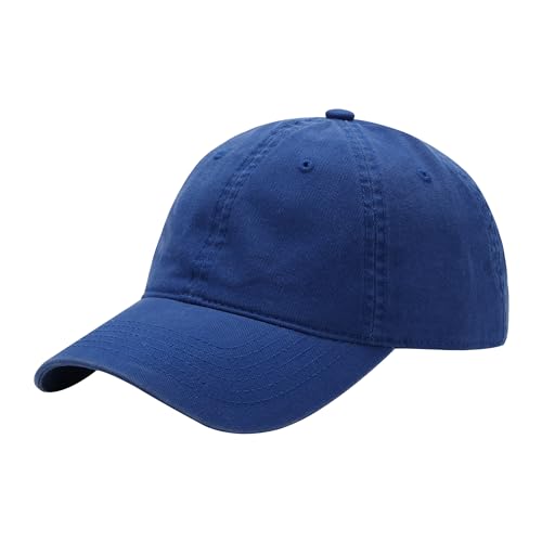 Washed Baseball Cap - Vintage Cotton Dad Hat Adjustable Unisex - color: Klein Blue