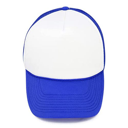 MR.R Sublimation Blanks Polyester Mesh Cap Mesh Hat Two Tone Trucker Summer Mesh Cap with Adjustable Snapback,2pcs per Pack - color: Blue