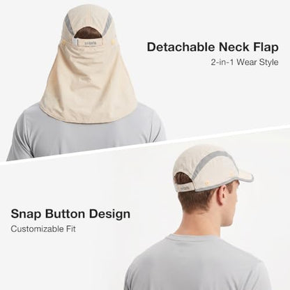 Solaris UPF 50+ Running Cap Mesh Baseball Hat Foldable Unisex - color: Beige, size: Shield