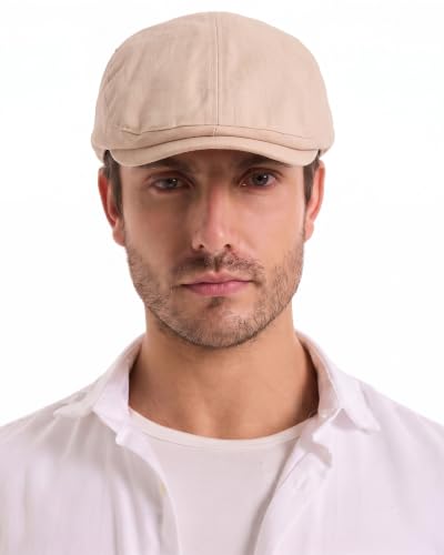 ZLYC 남성용 여름 플랫 캡 Scally Ivy Gatsby Newsboy Beret Driver Cabbie 사냥 모자 - color: 솔리드 카이키