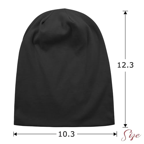 Zando Slouchy Dwarf Beanie Hats for Women Men - Breathable Cozy Cotton Sleep Cap Thin Chemo Headwear for Hip-Pop Halloween - color: 1 Black