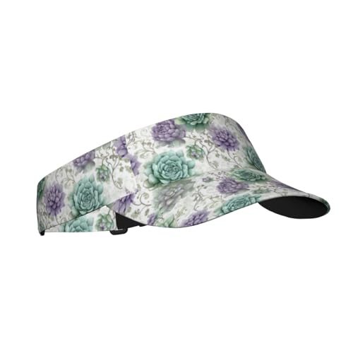 Unisex Adjustable Sports Sun Visor - color: Pastel Green and Succlent