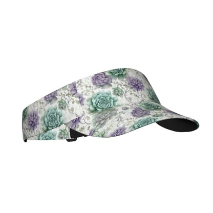 Unisex Adjustable Sports Sun Visor - color: Pastel Green and Succlent