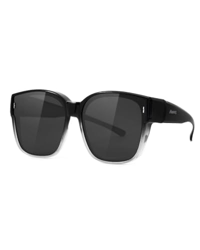 Meeloog Large Polarized Fit Over Glasses Sunglasses for Women Men MST0110 - color: P1 Gradient Black Frame/Black Lens