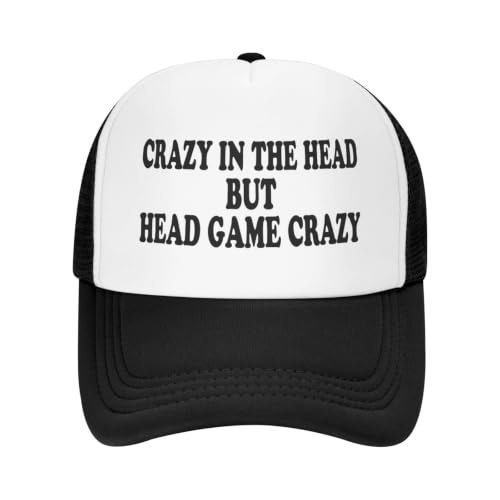 Funny Trucker Hat for Women Men Cute Humor Gag Hats Adjustable Mesh Caps - color: Crazy in the Head But Head Game Crazy 1