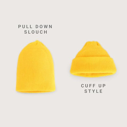 Fisherman Beanie Cuffed Knit Winter Hat Trawler Sailor Watch Cap Men Women - color: Classic (Happy Lemon)
