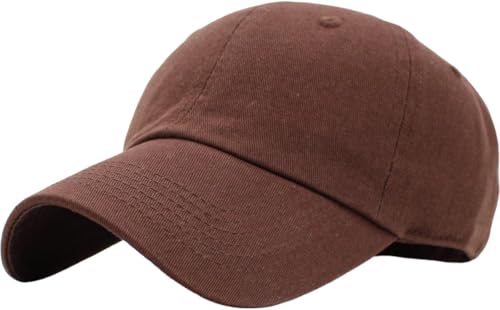 KBETHOS Classic Unisex Cotton Adjustable Low Crown Baseball Cap – Plain Dad Hat - color: Brown