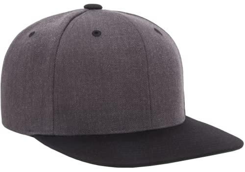 Yupoong Classics 6089 Wool-Blended Snapback Cap Bundle w/Cap Catcher - color: Dark Heather/Black