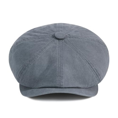 BOTVELA Men's Newsboy Gatsby Hat Cotton Cabbie Cap - color: Grey, size: 7 1/2