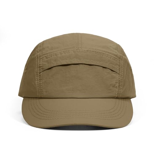 Clakllie Quick Dry Short Brim Cap for Men Lightweight 6 Panel Baseball Cap Golf Dad Hats Women's Running Trucker Hat - color: Khaki-gd50