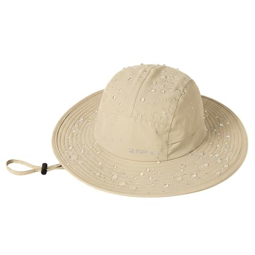 XL/XXL Waterproof Mens Sun Hat Wide Brim UPF 50+ Bucket Hat - color: Beige, size: X-Large