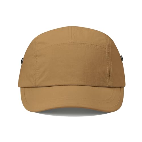 Clakllie Quick Dry Short Brim Cap for Men Lightweight 6 Panel Baseball Cap Golf Dad Hats Women's Running Trucker Hat - color: Bssd2547-tanbrown