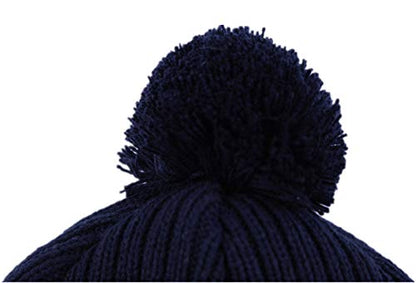 Toddler Fleece Beanie Winter Hat with Ear Flaps Baby Knit Hat with Visor - color: Navy, size: 1-2T