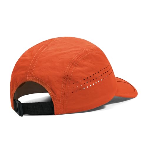 Clakllie Quick Dry 5 Panel Cap for Men Summer Folding Outdoor Hat Breathable Baseball Cap Unstructured Running Hiking Hats - color: Bs26zd01-brightorange