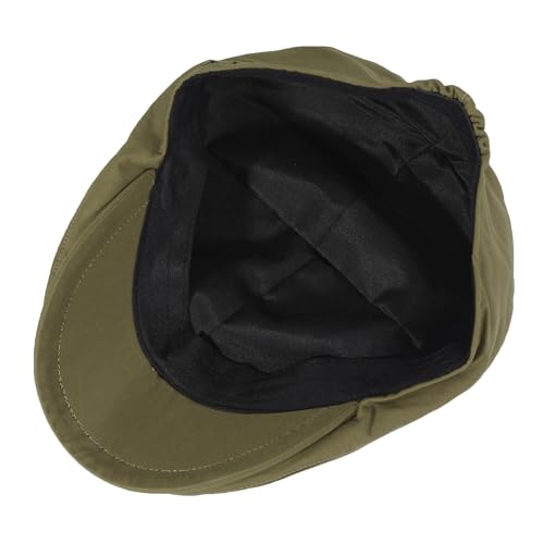 ZLYC Men Cotton Flat Cap Summer Scally Newsboy Beret Driver Hat - color: Solid Army Green