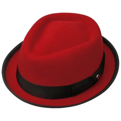 Lierys Diamond Crown Pork Pie Hat Women/Men | - color: Red, size: 7 1/2-7 5/8