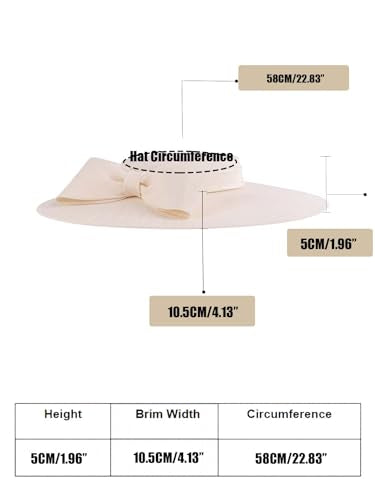 Wide Brim Hats for Women Big Bowknot Formal Occasion Kentucky Cap Lady Wedding Cocktail Party Flat Top Fedoras - color: Beige White