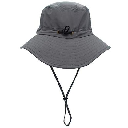 Women Lightweight Safari Sun Hat Quick Dry Fishing Hat with Strap Cool - color: Dark Grey