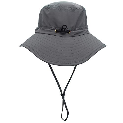 Women Lightweight Safari Sun Hat Quick Dry Fishing Hat with Strap Cool - color: Dark Grey