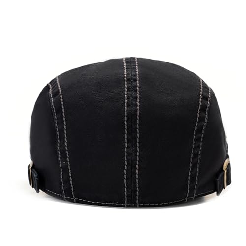 QHFHULV Newsboy Cap for Men Cotton Flat Gatsby Ivy Golf Cabbie Driving Hat - color: Patchwork Black