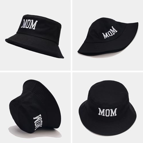 XYIYI 2 Pack Unisex Bucket Hat for Women Men Summer Beach Fishing Hat Sun Hat - color: Dad Black Mom Black