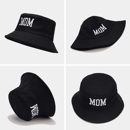 XYIYI 2 Pack Unisex Bucket Hat for Women Men Summer Beach Fishing Hat Sun Hat - color: Dad Black Mom Black