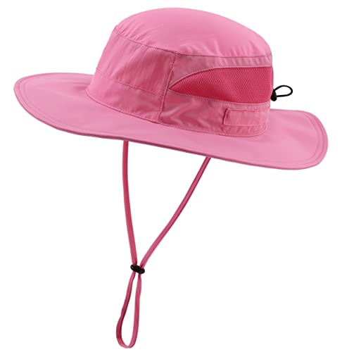 Connectyle Women's UPF 50+ Sun Hat UV Protection Wide Brim Bucket Hat Summer Beach Hats Fishing Hiking Outdoor Safari Hats - color: Hot Pink