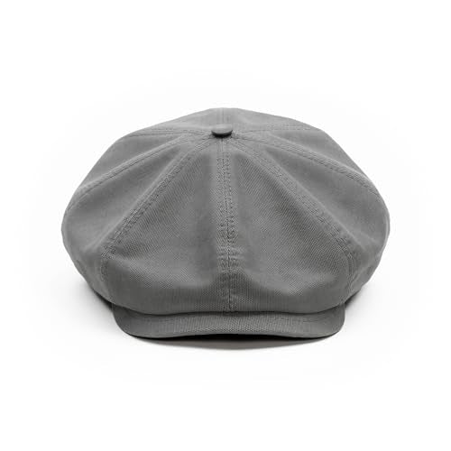 Sterkowski Shelby Paperboy Hat | 100% Softened Cotton Newsboy Cap for Men | 8 Panel Peaky Style - color: Graphite Gray, size: 6 3/4