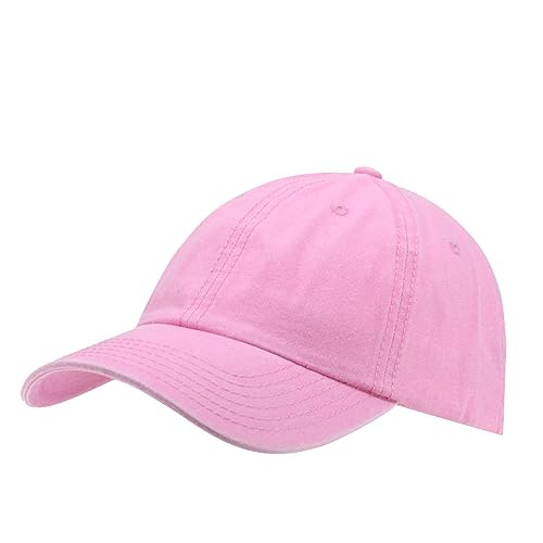 Plain Washed Cotton Adjustable 6 Panel Dad Hat Baseball Cap - color: Pink