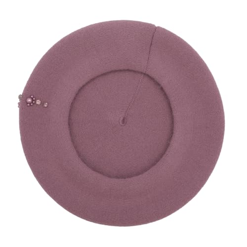ZLYC Women French Beret Hat Winter Knitted Stretchable Beret Artist Cap - color: Rhinestone Lavender