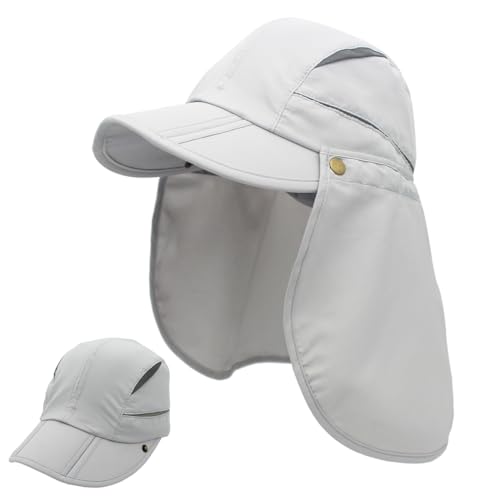 Connectyle Kids Sun Hat with Removable Neck Flap Outdoor Adventure Sun Cap for Boys Girls Foldable UPF 50+ Summer Beach Hat - color: Beige