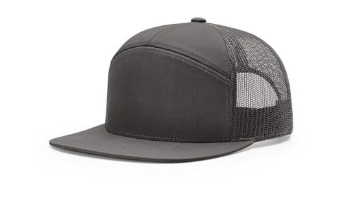 Richardson 168 Hi-Pro 7 Panel Adjustable Snapback Trucker Mesh Back Cap - color: Charcoal
