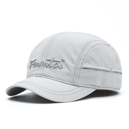 Quick Dry Short Brim Fitted Baseball Caps Men's Letter Embroidery Unstructured Cap Curved Brim Closed Back Hat K266 - color: Light Grey, size: 7 1/2-8