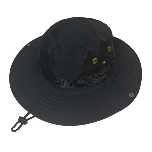 NPQQUAN Sun Hats for Men Women Wide Brim Bucket Hat UPF 50+ Boonie Hat - color: Pure Black