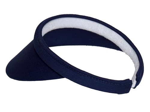 Mens Womens Sun Protection Sports Cotton Clip On Golf Tennis Visor - color: Navy Blue 2 Pack